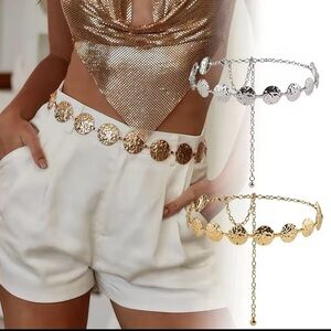 Metal Waist Gold Chain Belt Round Irregular Body Chain  Accessory Boho 43”